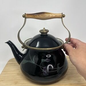Mikasa Grande Chef Tango Black Tea Kettle 2.5qt Ejiri-Japan Teapot Brass Wood